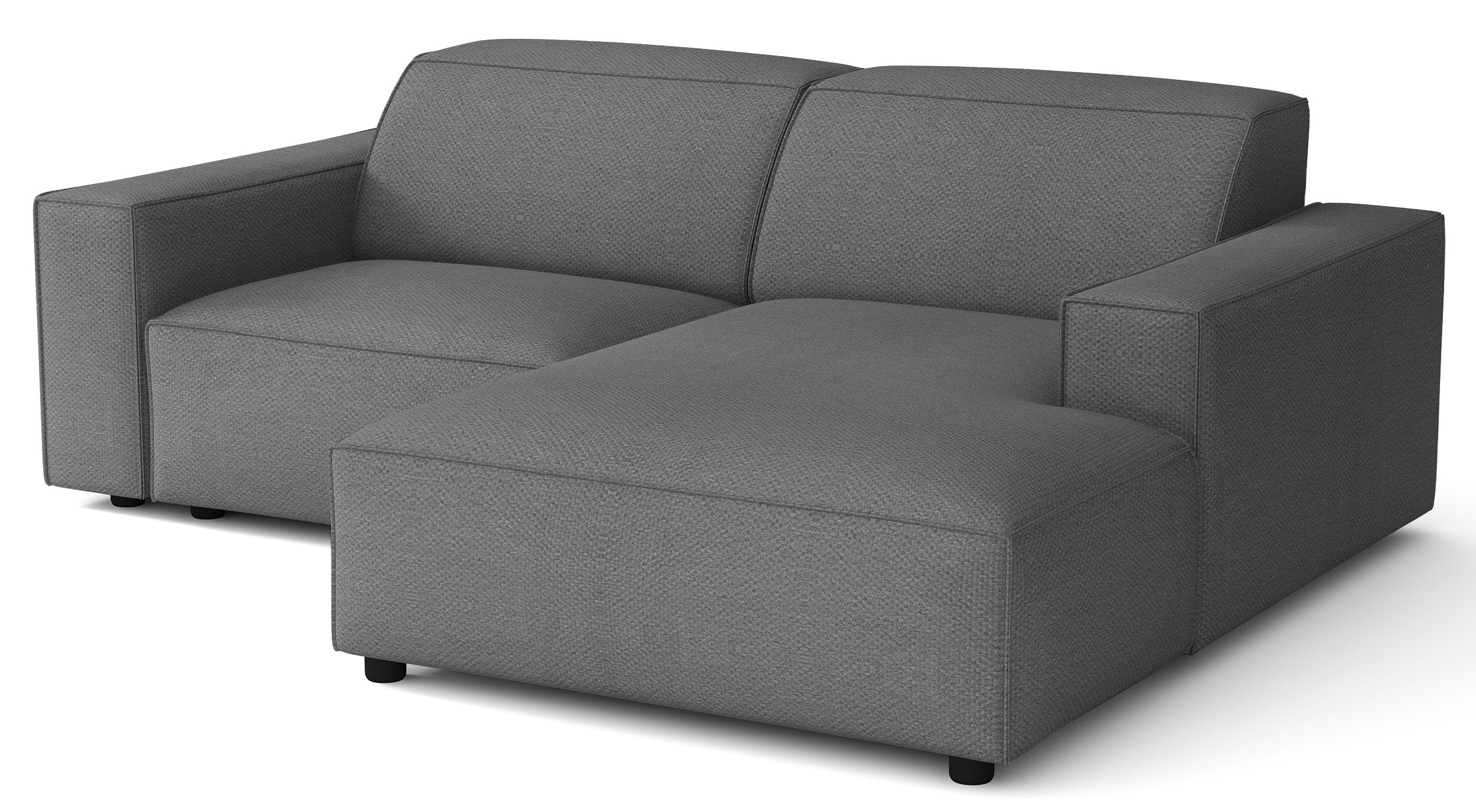 Modulares Ecksofa Sellmo L-förmig klein, rechtsseitig, dunkelgrauer hydrophober Chenillestoff
