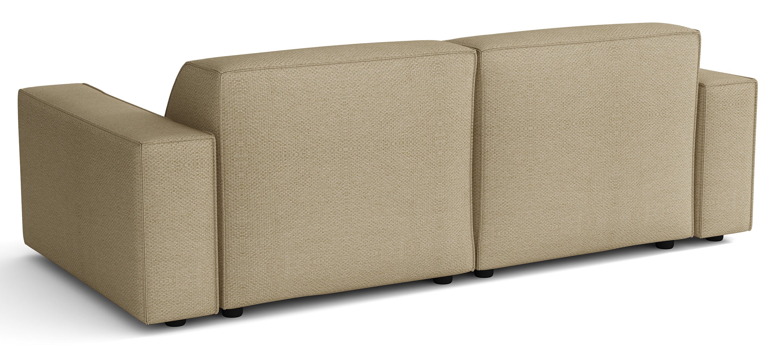 Modulares Ecksofa Sellmo, kleines L-förmiges, linksseitiges, dunkelbeiges, hydrophobes Chenille
