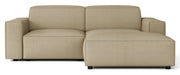 Modulares Ecksofa Sellmo, kleines L-förmiges, rechtsseitiges, dunkelbeiges, hydrophobes Chenille-Gewebe