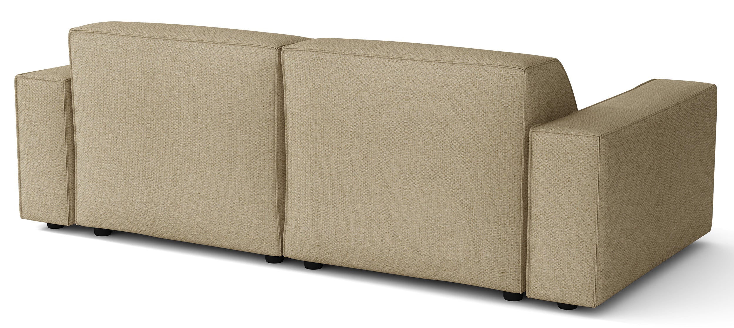 Modulares Ecksofa Sellmo, kleines L-förmiges, rechtsseitiges, dunkelbeiges, hydrophobes Chenille-Gewebe