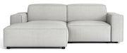 Modulares Ecksofa Sellmo, kleines L-förmiges, linksseitiges, hellgraues, hydrophobes Chenille