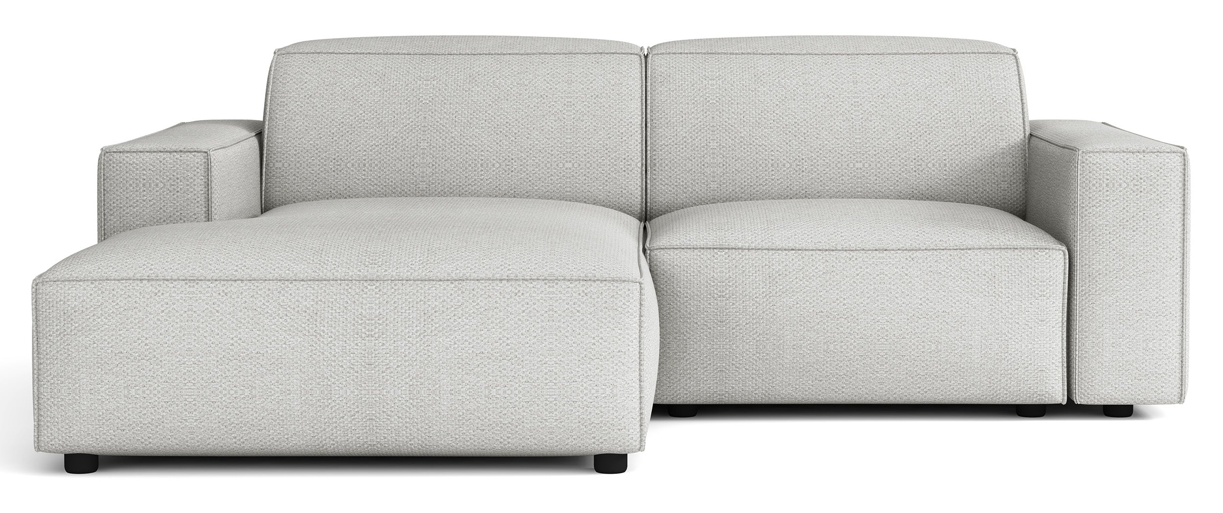 Modulares Ecksofa Sellmo, kleines L-förmiges, linksseitiges, hellgraues, hydrophobes Chenille