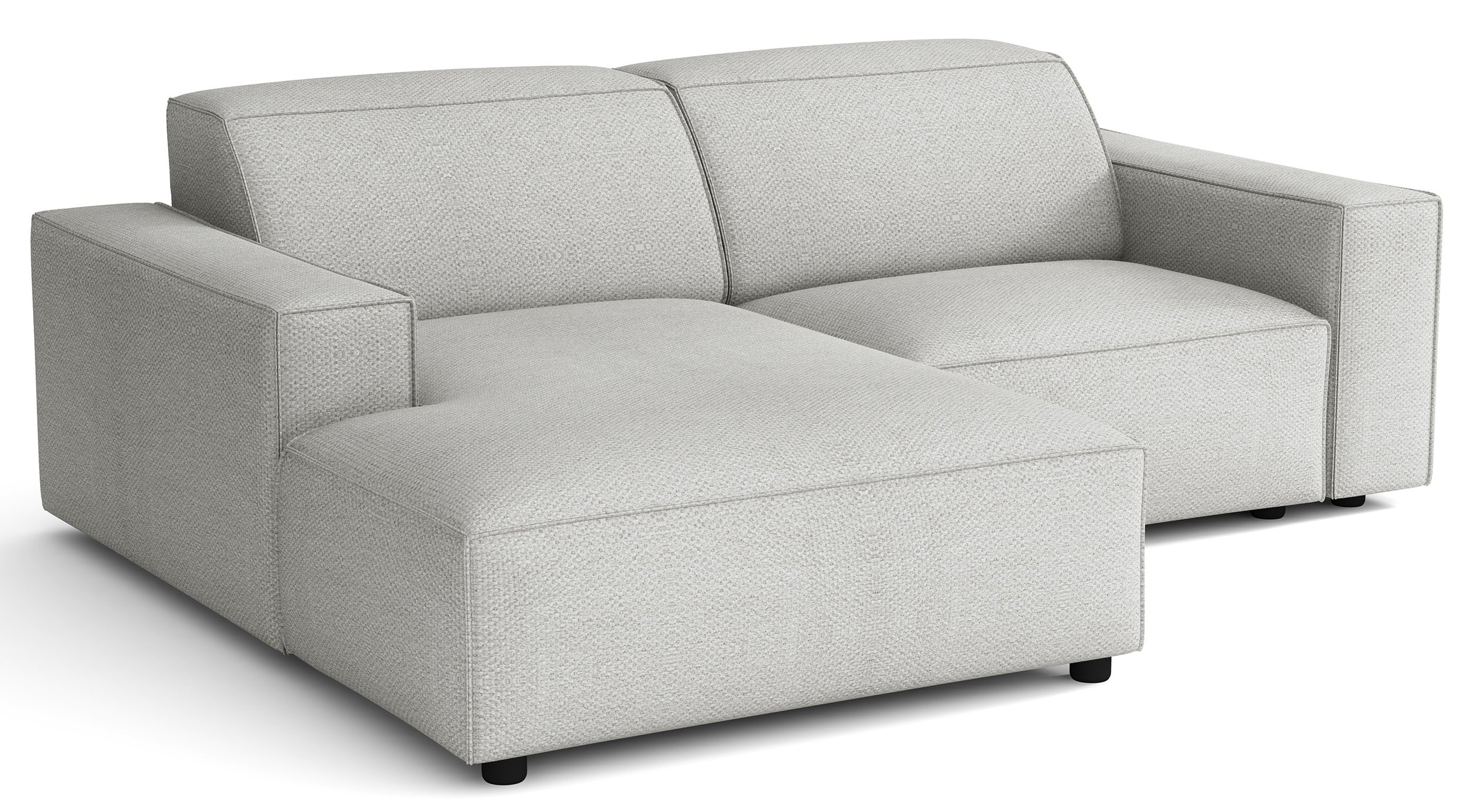 Modulares Ecksofa Sellmo, kleines L-förmiges, linksseitiges, hellgraues, hydrophobes Chenille