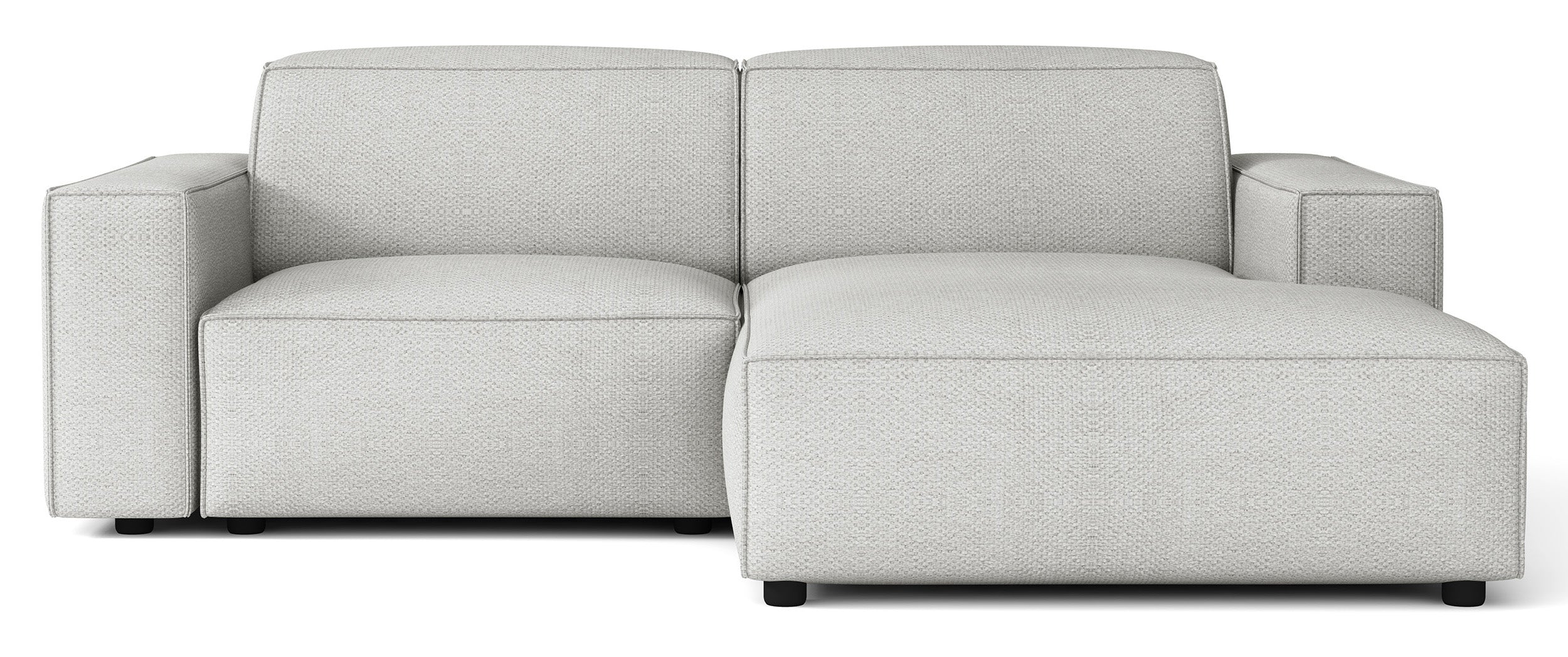 Modulares Ecksofa Sellmo, kleines L-förmiges, rechtsseitiges, hellgraues, hydrophobes Chenille
