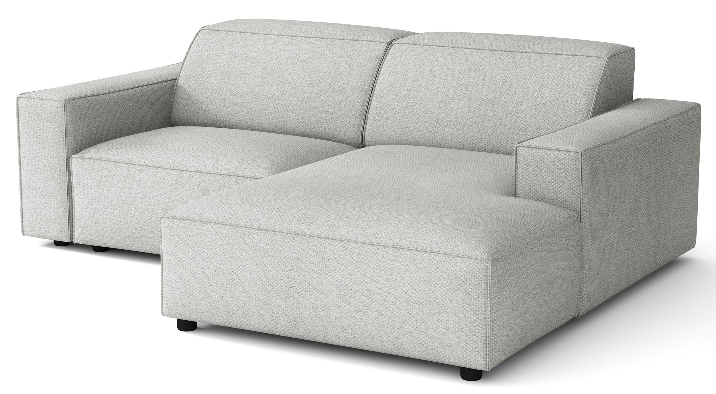 Modulares Ecksofa Sellmo, kleines L-förmiges, rechtsseitiges, hellgraues, hydrophobes Chenille