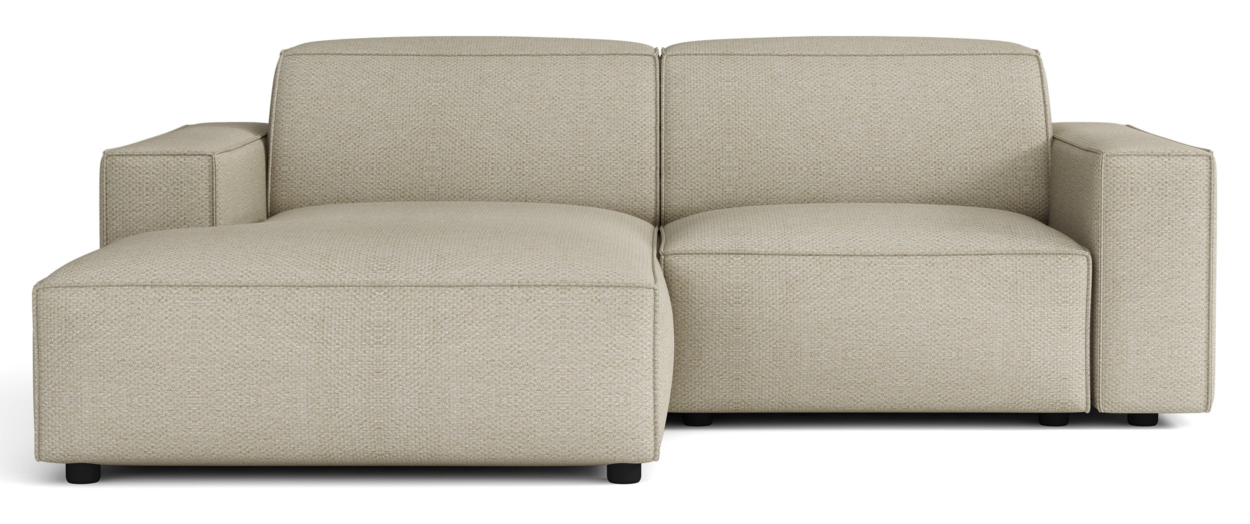 Modulare Eckcouch Sellmo L-förmig klein linksseitig, grau-beige, hydrophobes Chenille