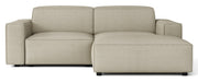 Modulares Ecksofa Sellmo, kleines L-förmiges Modell, rechtsseitig, grau-beige, hydrophober Chenille-Stoff