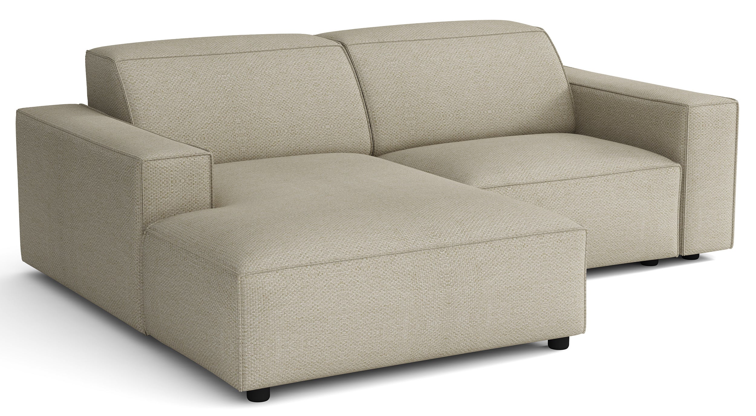 Modulare Eckcouch Sellmo L-förmig klein linksseitig, grau-beige, hydrophobes Chenille