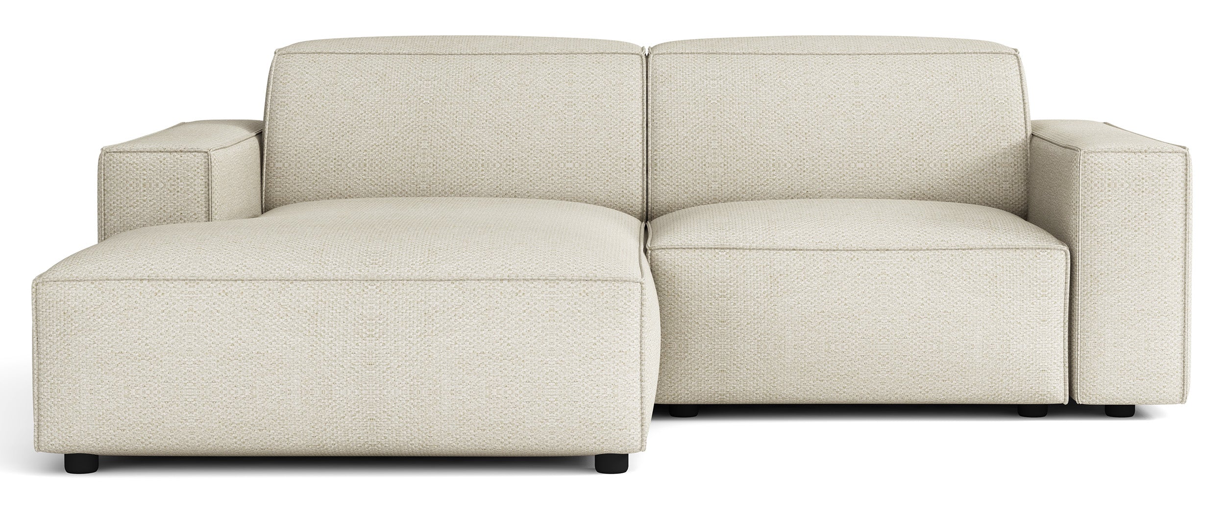 Modulares Ecksofa Sellmo, kleines L-förmiges, linkes Modell, cremefarben, hydrophobes Chenille