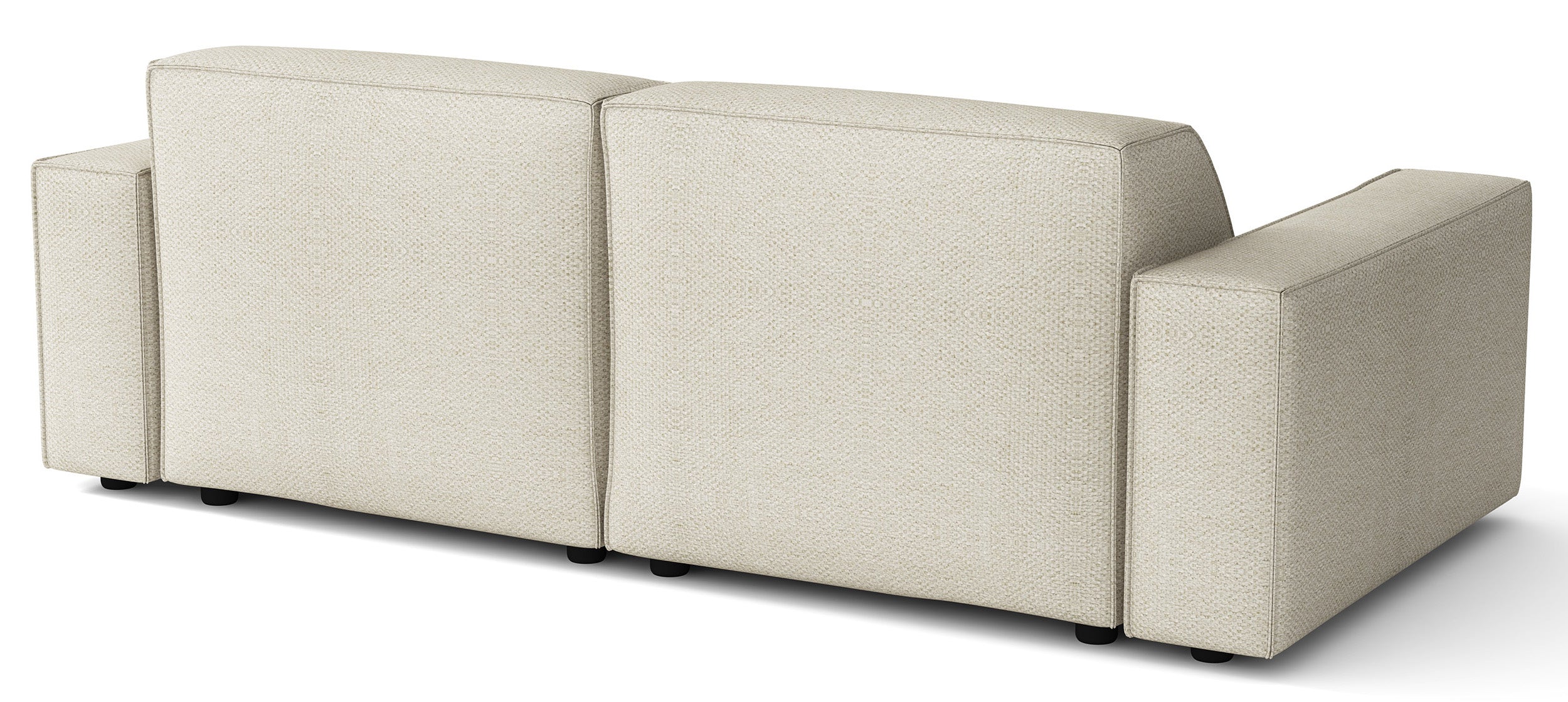 Modulares Ecksofa Sellmo, kleines L-förmiges, rechtsseitiges Modell, cremefarben, hydrophober Chenille-Stoff