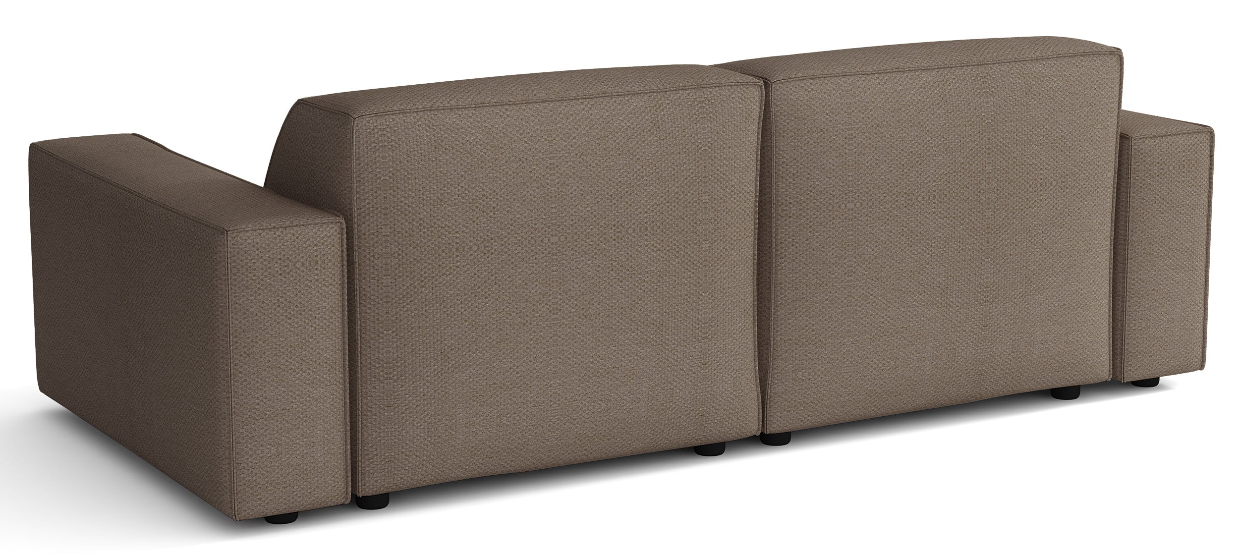 Modulares Ecksofa Sellmo, kleines L-förmiges Modell, linksseitig, hellbrauner hydrophober Chenille-Stoff