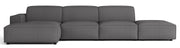 Modulares Ecksofa Sellmo, L-förmig mit Hocker, linksseitig, dunkelgrauer hydrophober Chenille-Stoff