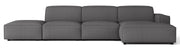 Modulares Ecksofa Sellmo L-förmig mit Hocker, rechtsseitig, dunkelgrauer hydrophober Chenille-Stoff