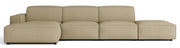 Modulares Ecksofa Sellmo, L-förmig, mit Hocker, linksseitig, dunkelbeige, hydrophobes Chenille