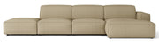 Modulares Ecksofa Sellmo in L-Form mit Pouf, rechtsseitig, dunkelbeige, hydrofober Chenille-Stoff