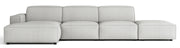 Modulares Ecksofa Sellmo, L-förmig mit Pouf, linksseitig, hellgrauer hydrophober Chenillestoff