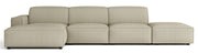 Modulares Ecksofa Sellmo, L-förmig, mit Hocker, linksseitig, grau-beige, hydrofober Chenille-Stoff