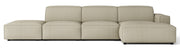 Modulares Ecksofa Sellmo, L-förmig, mit Hocker, rechtsseitig, grau-beige, hydrophober Chenillestoff