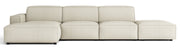 Modulares Ecksofa Sellmo L-förmig mit Pouf, linksseitig, cremefarben, hydrophobes Chenille