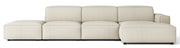 Modulares Ecksofa Sellmo, L-förmig, mit Pouf, rechtsseitig, cremefarben, hydrophobes Chenille