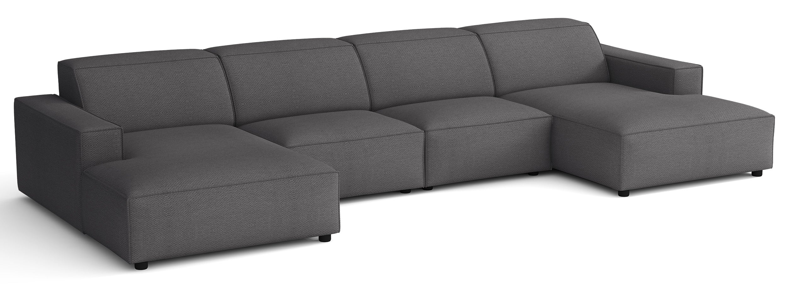 Modulares Ecksofa Sellmo U-förmig universell dunkelgrauer hydrophober Chenillestoff