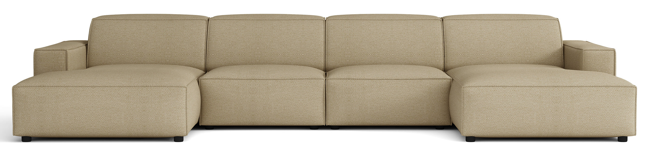 Modulares Ecksofa Sellmo U-förmig universell dunkelbeige hydrophobes Chenille