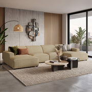 Modulares Ecksofa Sellmo U-förmig universell dunkelbeige hydrophobes Chenille
