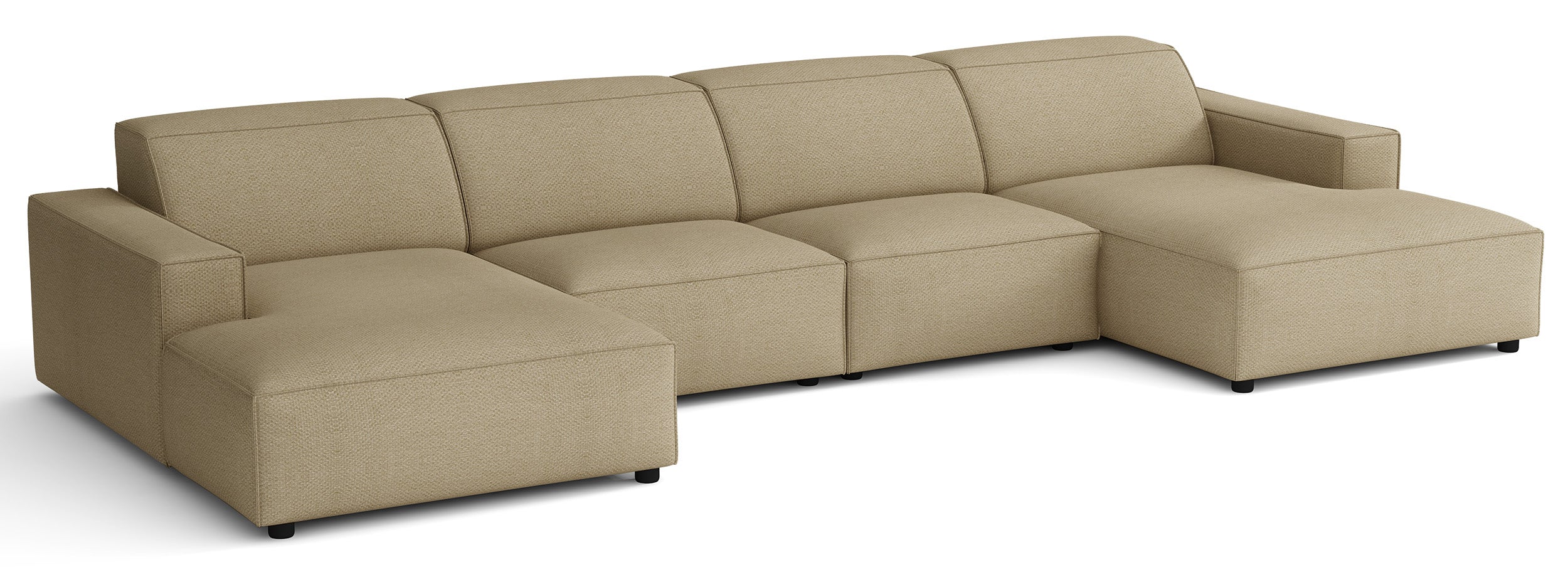 Modulares Ecksofa Sellmo U-förmig universell dunkelbeige hydrophobes Chenille
