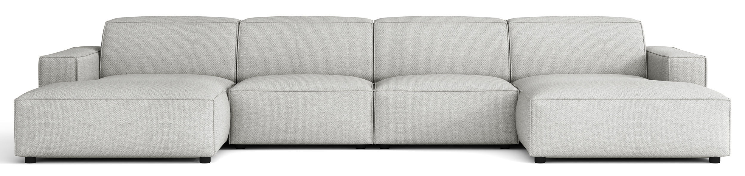 Modulares Ecksofa Sellmo U-förmig universal hellgrauer hydrophober Chenillestoff