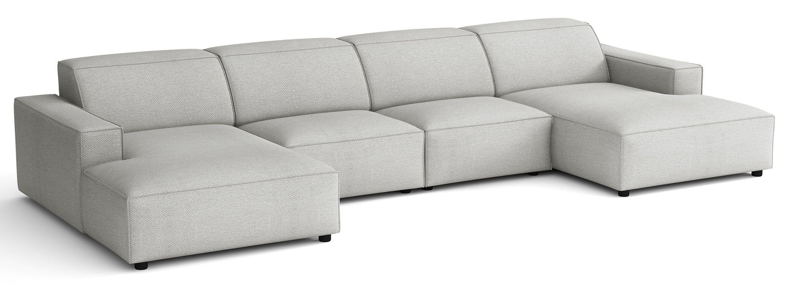 Modulares Ecksofa Sellmo U-förmig universal hellgrauer hydrophober Chenillestoff