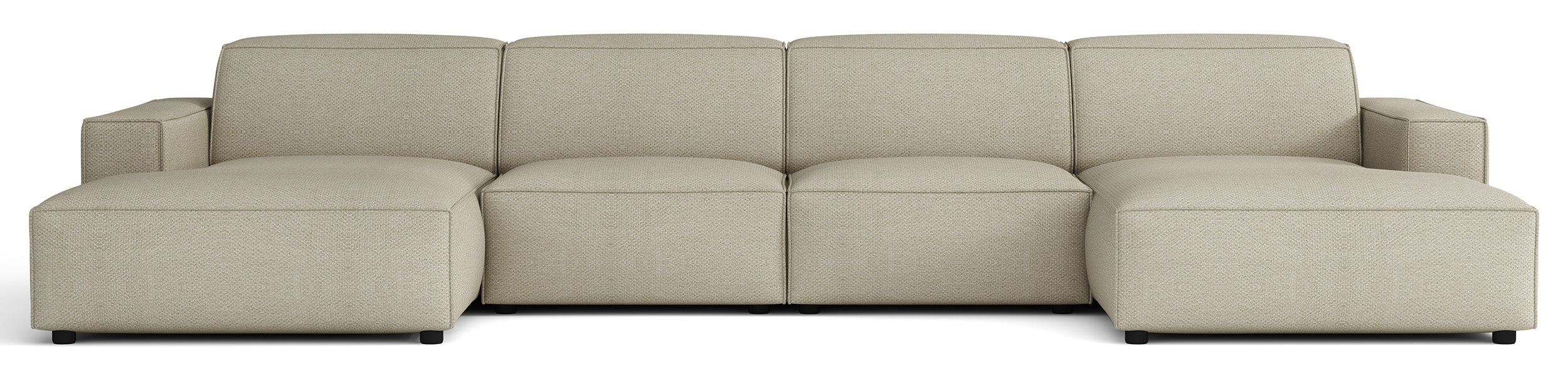 Modulares Ecksofa Sellmo U-förmig universell hellgraubeige, hydrophobes Chenille