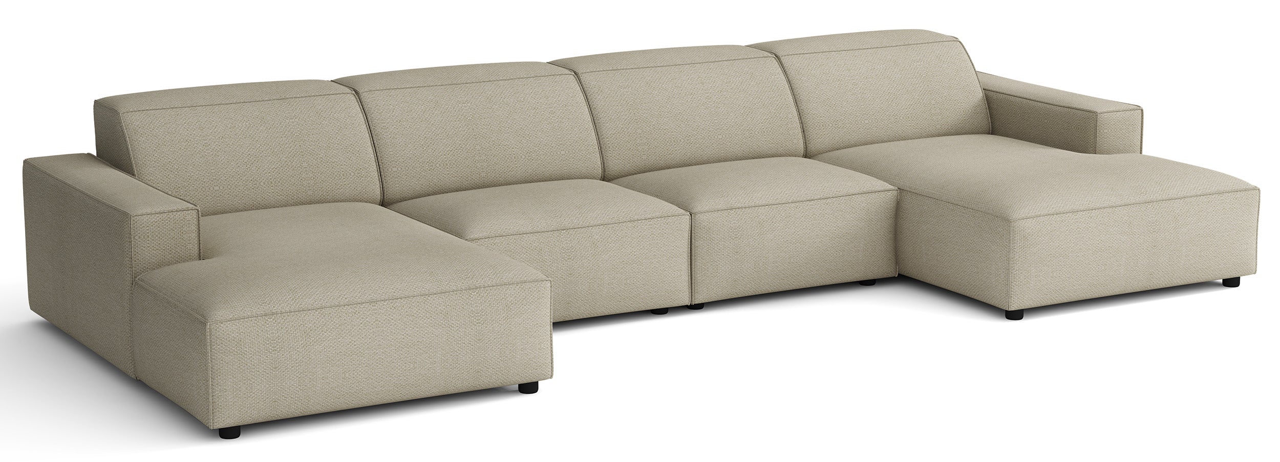 Modulares Ecksofa Sellmo U-förmig universell hellgraubeige, hydrophobes Chenille