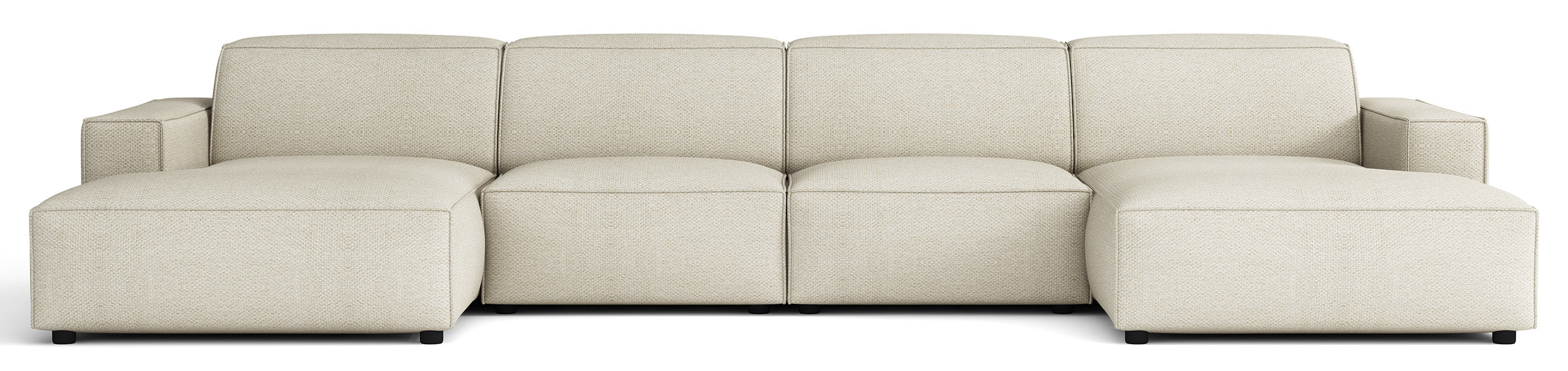 Modulares Ecksofa Sellmo U-förmig universal cremefarben, hydrophobes Chenille