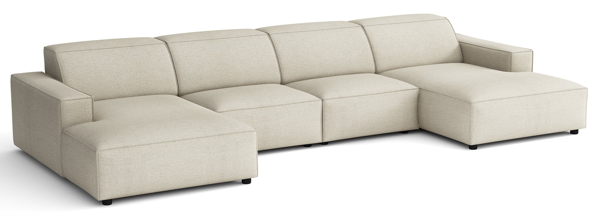 Modulares Ecksofa Sellmo U-förmig universal cremefarben, hydrophobes Chenille