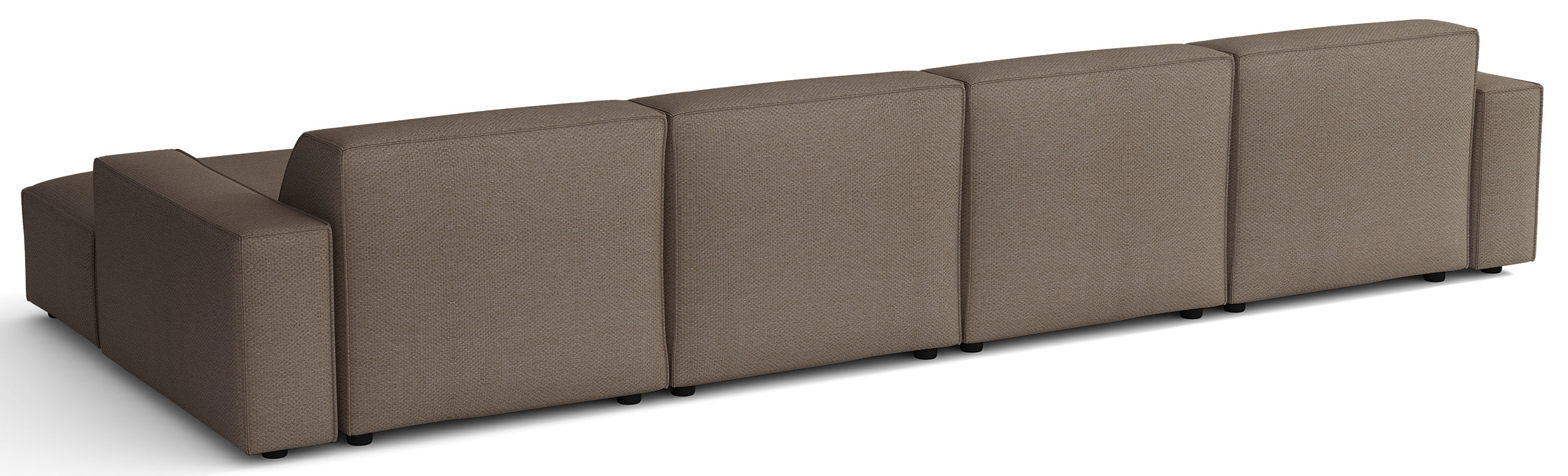 Modulares Ecksofa Sellmo, U-förmig, universell, hellbraun, hydrophobes Chenille