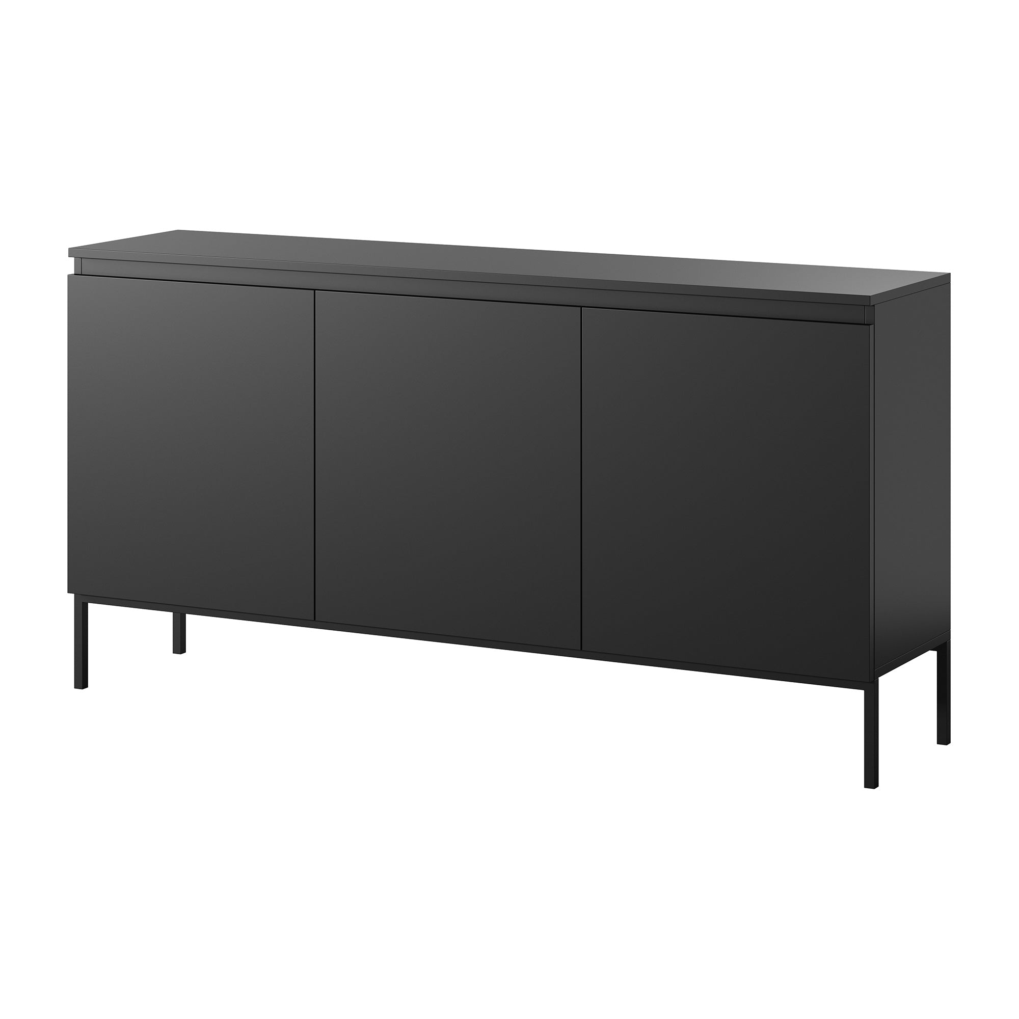 Drehtür-Kommode Bemmi 150 cm schwarz mit schwarzen Beinen