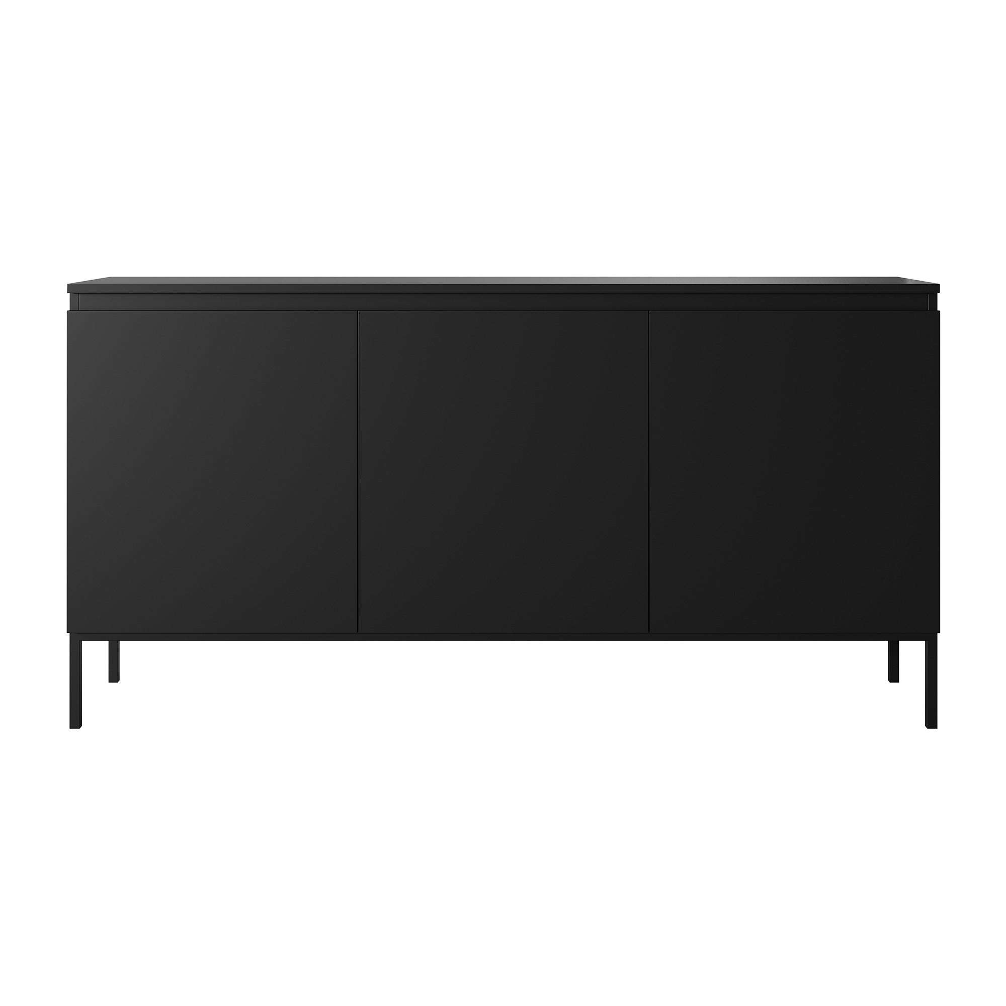 Drehtür-Kommode Bemmi 150 cm schwarz mit schwarzen Beinen