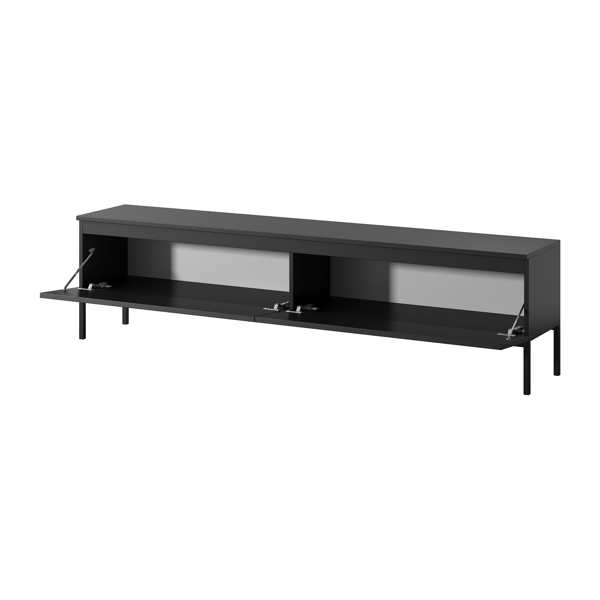 TV-Schrank Bemmi 175 cm schwarz mit schwarzen Beinen