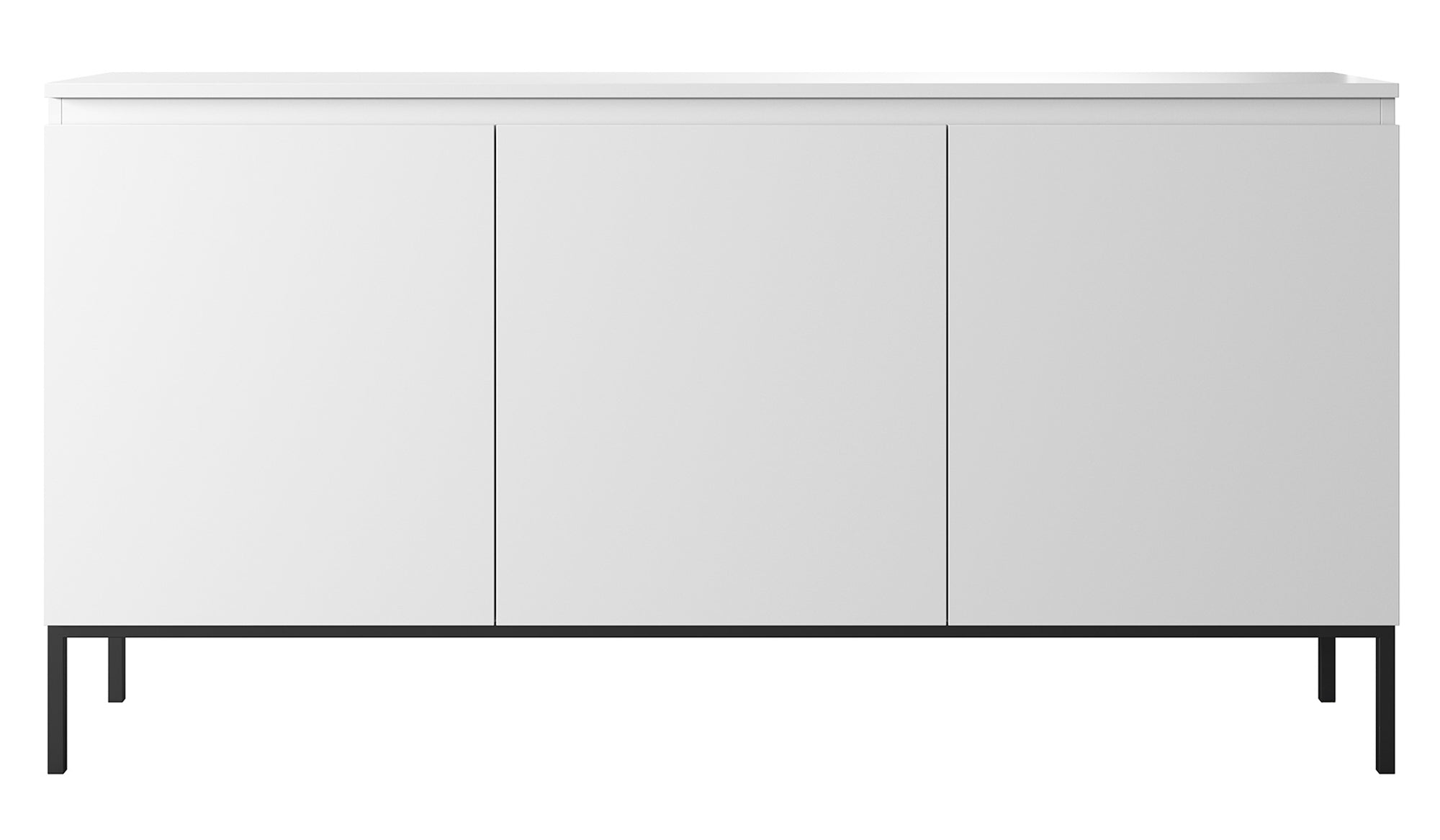 Drehtür-Kommode Bemmi 150 cm weiß mit schwarzen Beinen