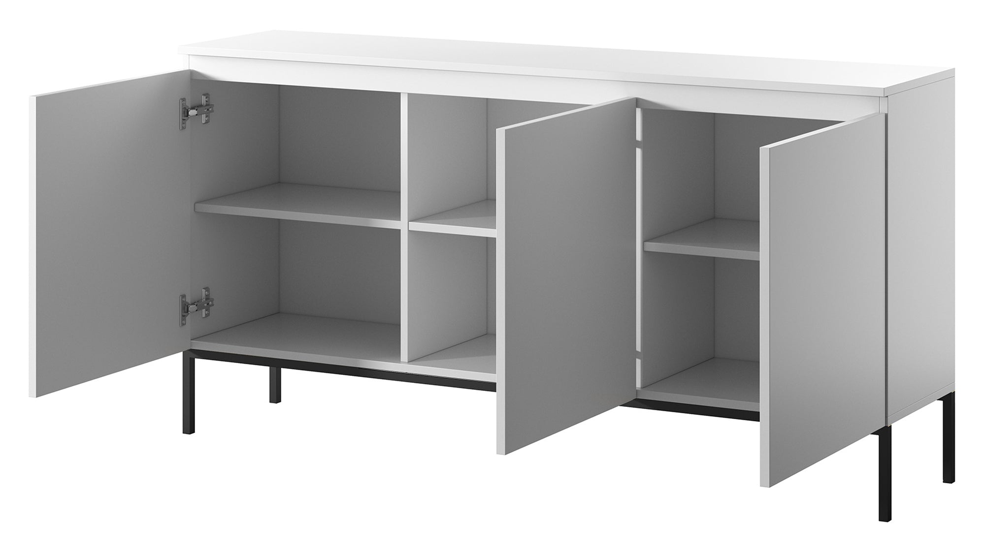 Drehtür-Kommode Bemmi 150 cm weiß mit schwarzen Beinen