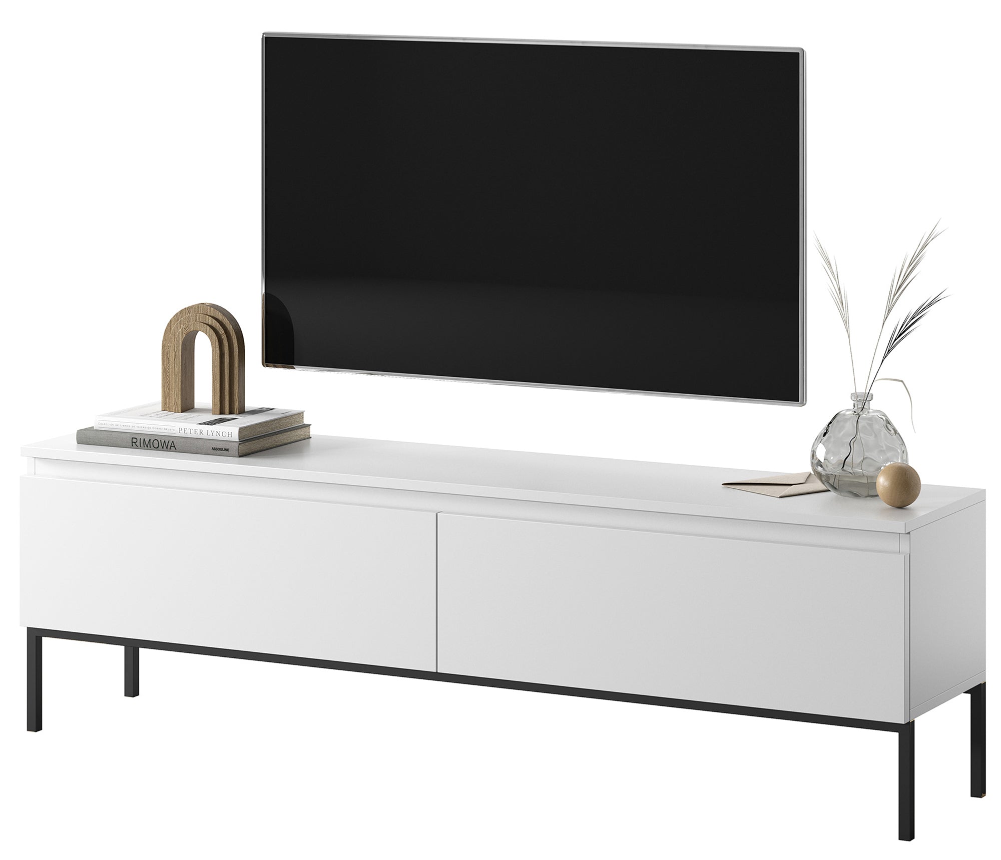 TV-Schrank Bemmi 150 cm weiß mit schwarzen Beinen