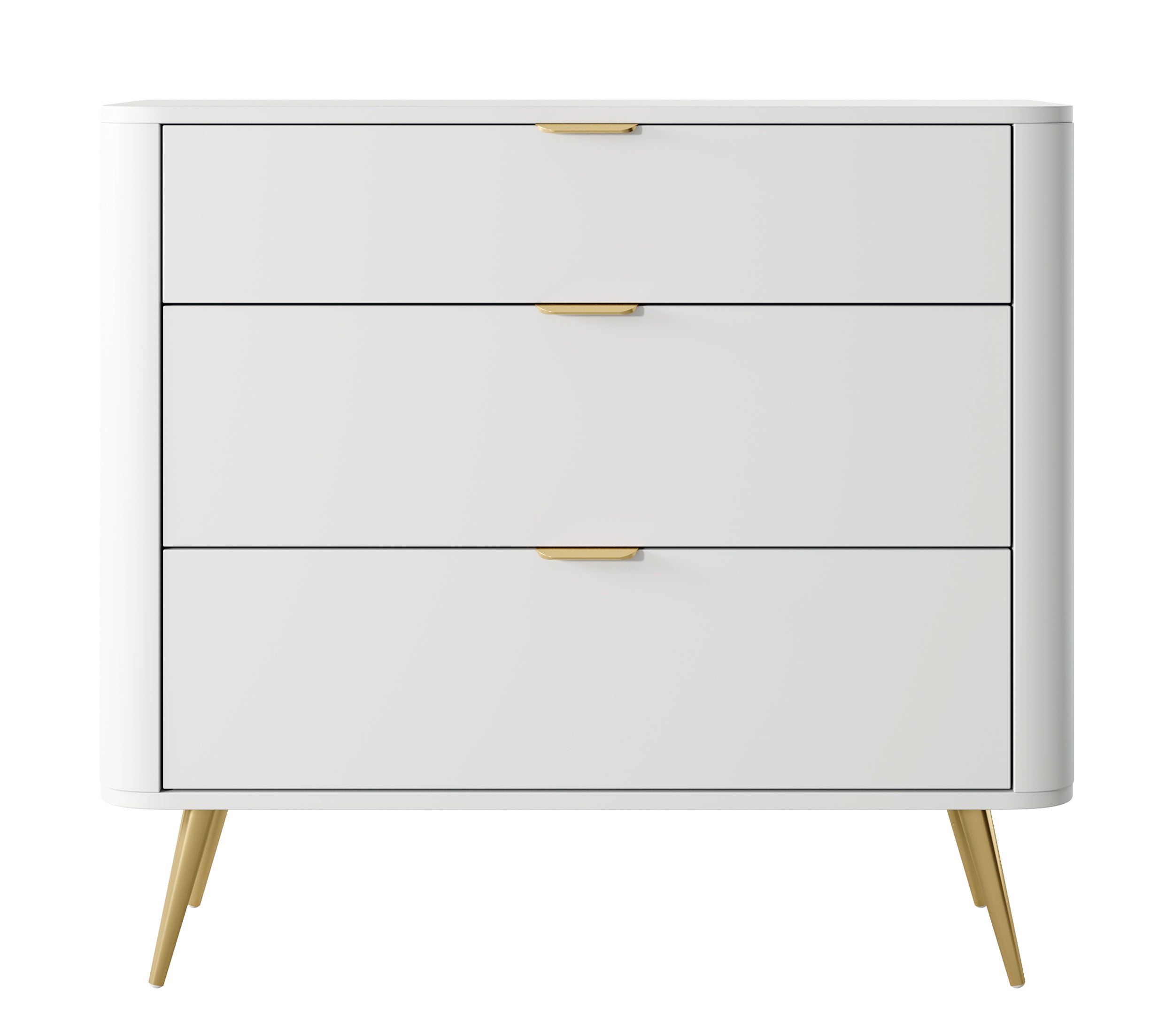 Ovaler Kommode mit drei Schubladen 92 cm Weiß