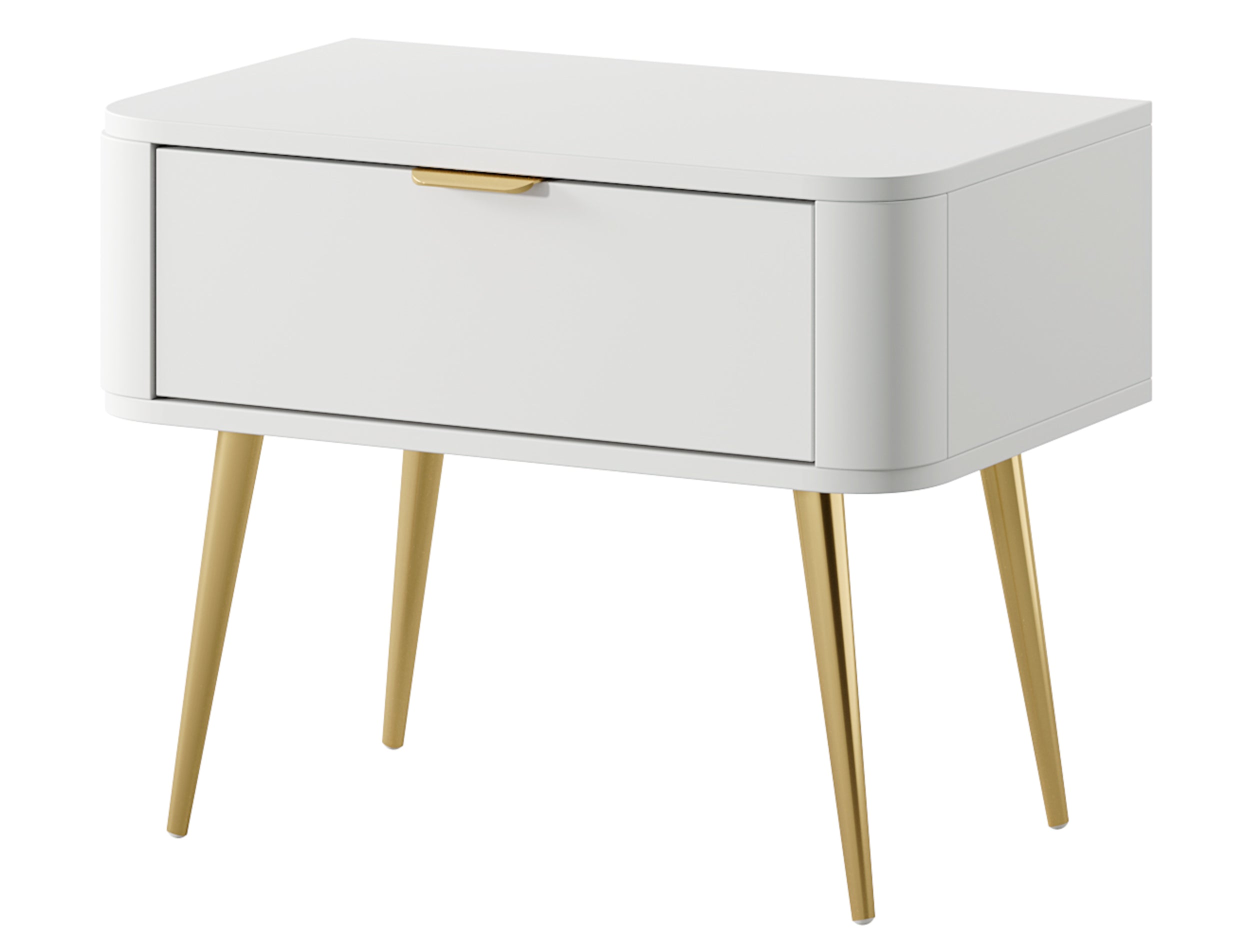 Ovaler Nachttisch mit Schublade 63 cm Weiß