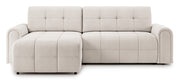 Simolla Ecksofa mit Schlaffunktion, L-Form, linksseitig, mit Stauraum, cremefarbenes Chenille