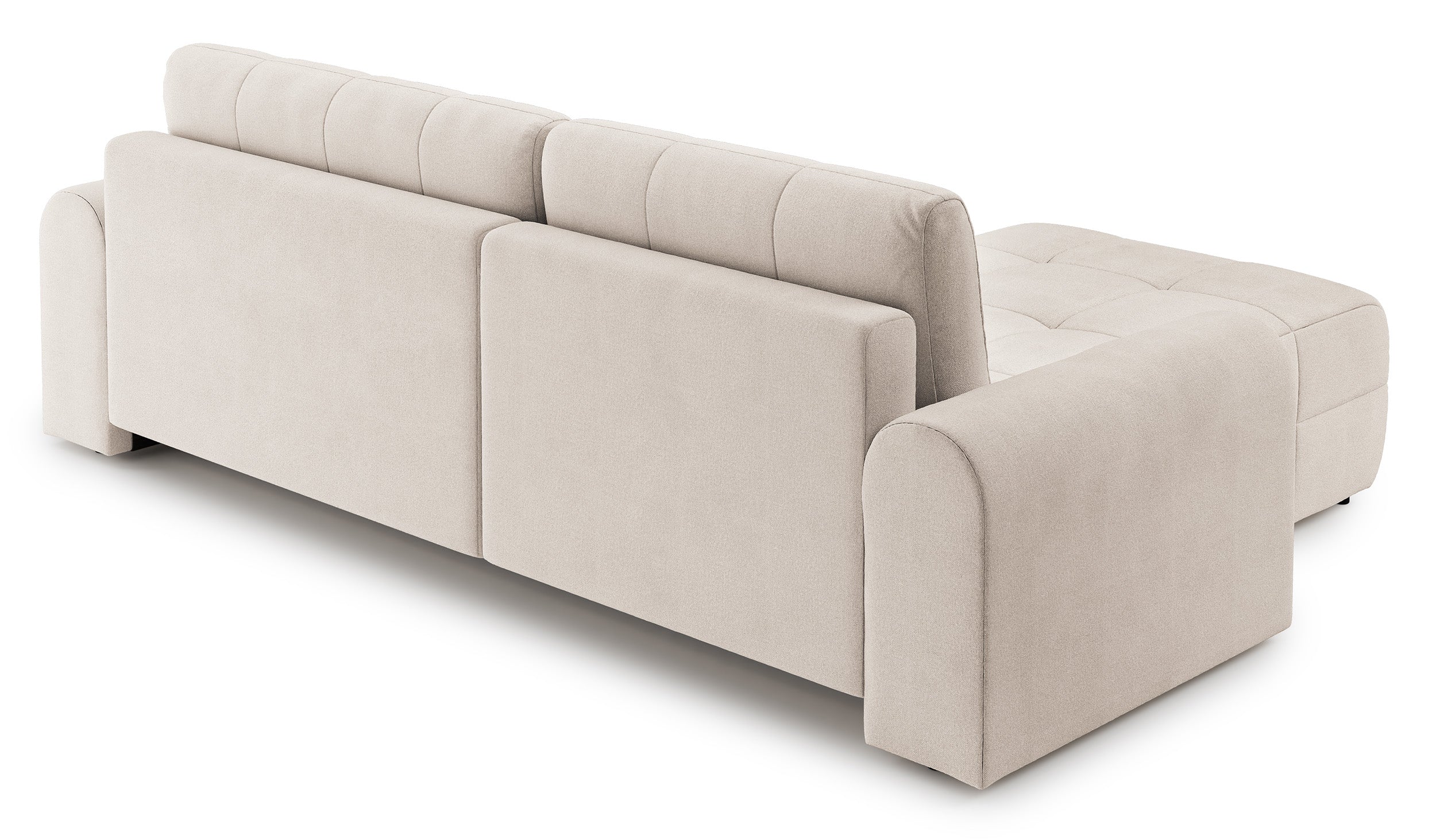 Simolla Ecksofa mit Schlaffunktion, L-Form, linksseitig, mit Stauraum, cremefarbenes Chenille