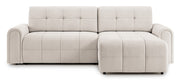 Ecksofa mit Schlaffunktion Simolla, L-förmig, rechtsseitig, mit Stauraum, cremefarbener Chenille-Bezug
