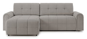 Ecksofa mit Schlaffunktion Simolla, L-förmig, linksseitig, mit Stauraum, grau-beiger Chenille-Stoff