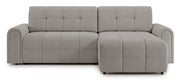 Ecksofa mit Schlaffunktion Simolla, L-förmig, rechtsseitig, mit Stauraum, grau-beiger Chenille-Bezug