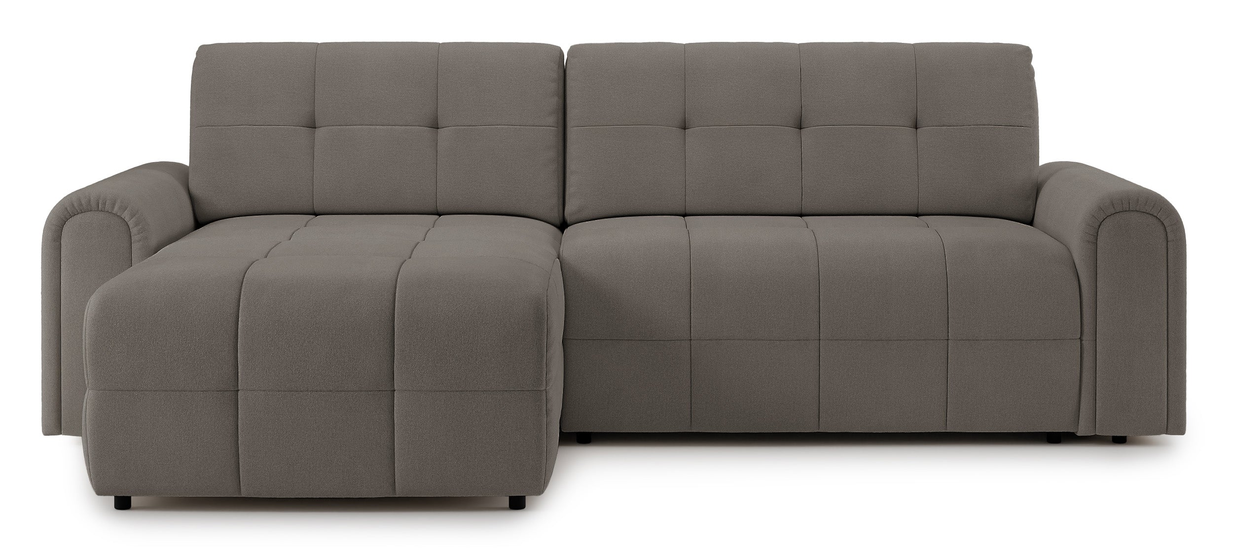 Ecksofa mit Schlaffunktion Simolla, L-förmig, linksseitig, mit Stauraum, grau-braunes Chenille