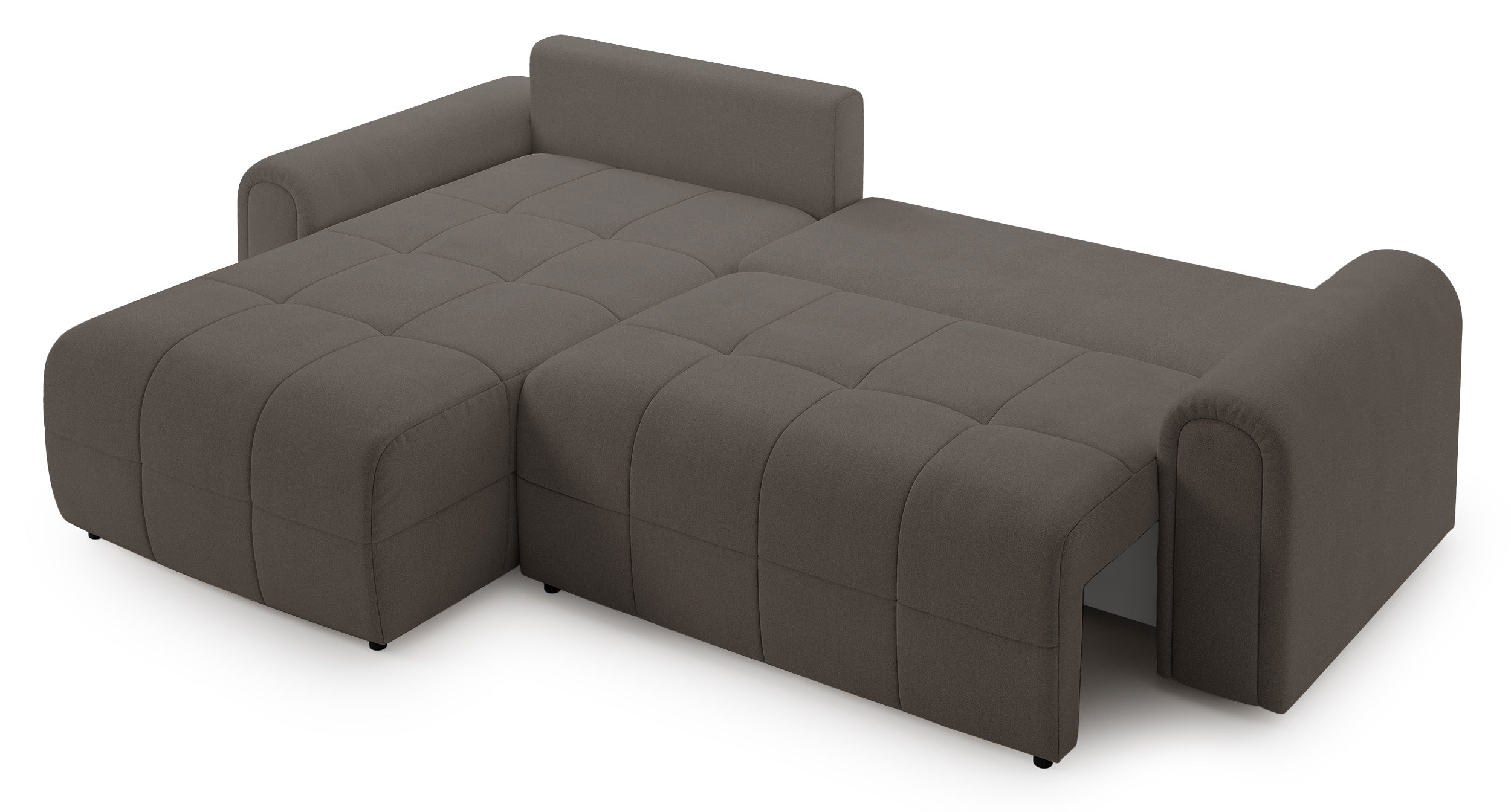 Ecksofa mit Schlaffunktion Simolla, L-förmig, linksseitig, mit Stauraum, grau-braunes Chenille